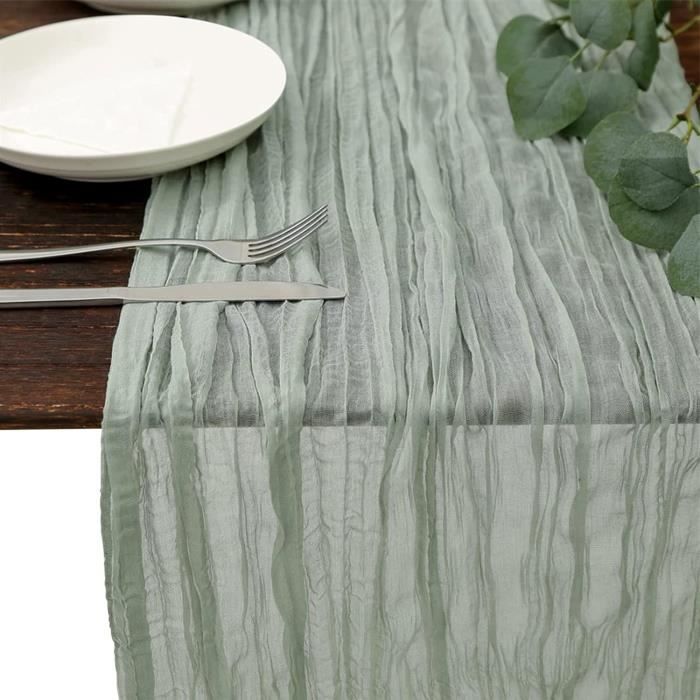 Chemin De Table En Gaze 300x90 Cm - Style Bohème, Pour Mariage, Fêtes, Décoration De Table Bleu Clair