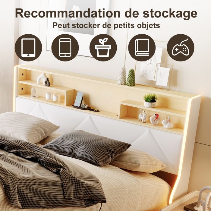 Lit Coffre 160x200 Cm - Lit Double Capitonné Gris Avec Sommier à Lattes - Lin - Lit Double