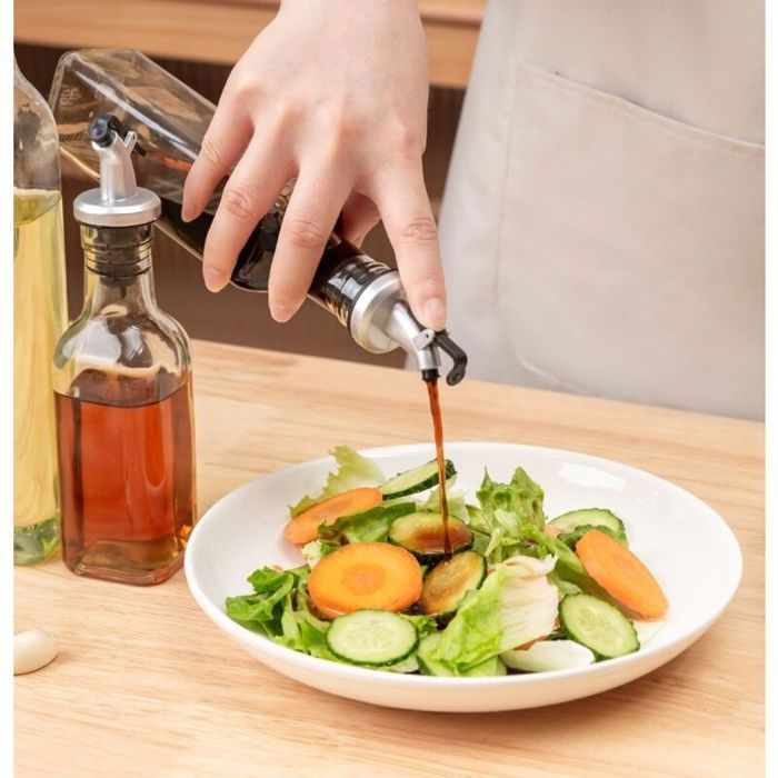 2 Bouteilles Huile Olive 500ml Avec Bec Verseur - Verre épaissi, Bouchon Liège, étiquettes, Entonnoir Inox