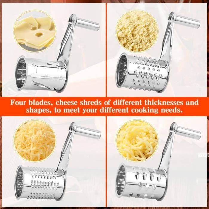 Râpe à fromage rotative, râpe à fromage parmesan avec 3 types de lames de  tambour, trancheuse