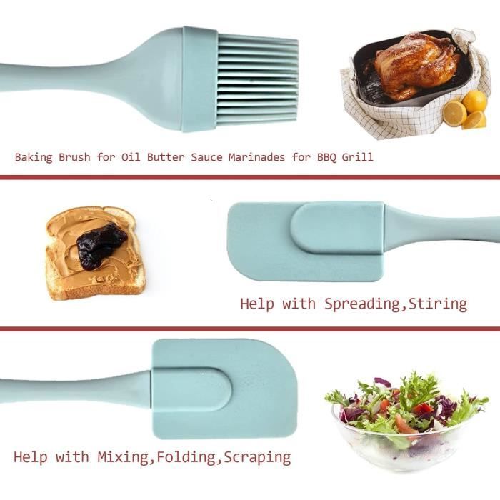 KLEHOPE - Set De 4 Pinceaux De Cuisine Vert Avec Crochets, Idéal Pour Badigeonner, Beurrer, Cuisiner - 4