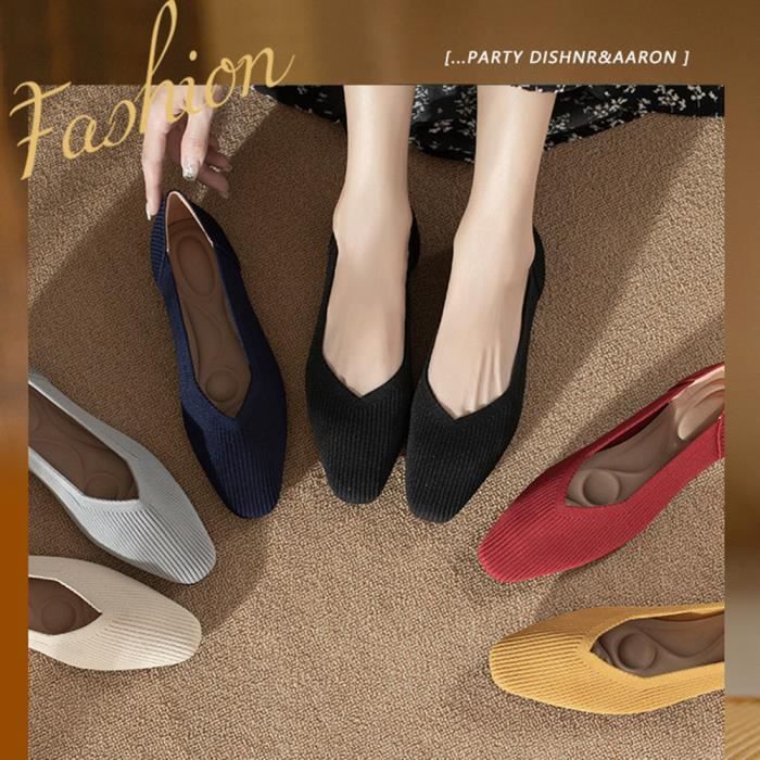 Escarpins Femme Plat Bout Pointu Mode El gant Textile Respirante Confortable