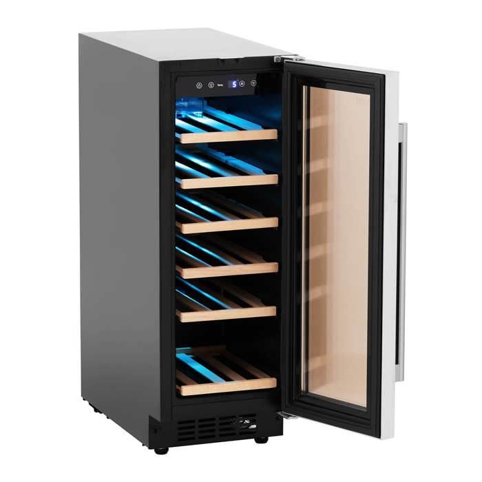 Cave à vin 18 bouteilles Frigo cave à vin noirargent LED 56 L, cave a