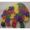 Puzzle 3D Bois Enfant - Modèle Éléphant - 26 Pièces - Chiffres et Lettres-0