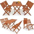 Ensemble de jardin Sydney en bois d'acacia certifié FSC® set de table et 4 chaises pliables Salon de jardin extérieur-0