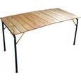 Table pliante double en acier et bois de mélèze - DMORA - Gris - 140 x 70 x h72 cm-0