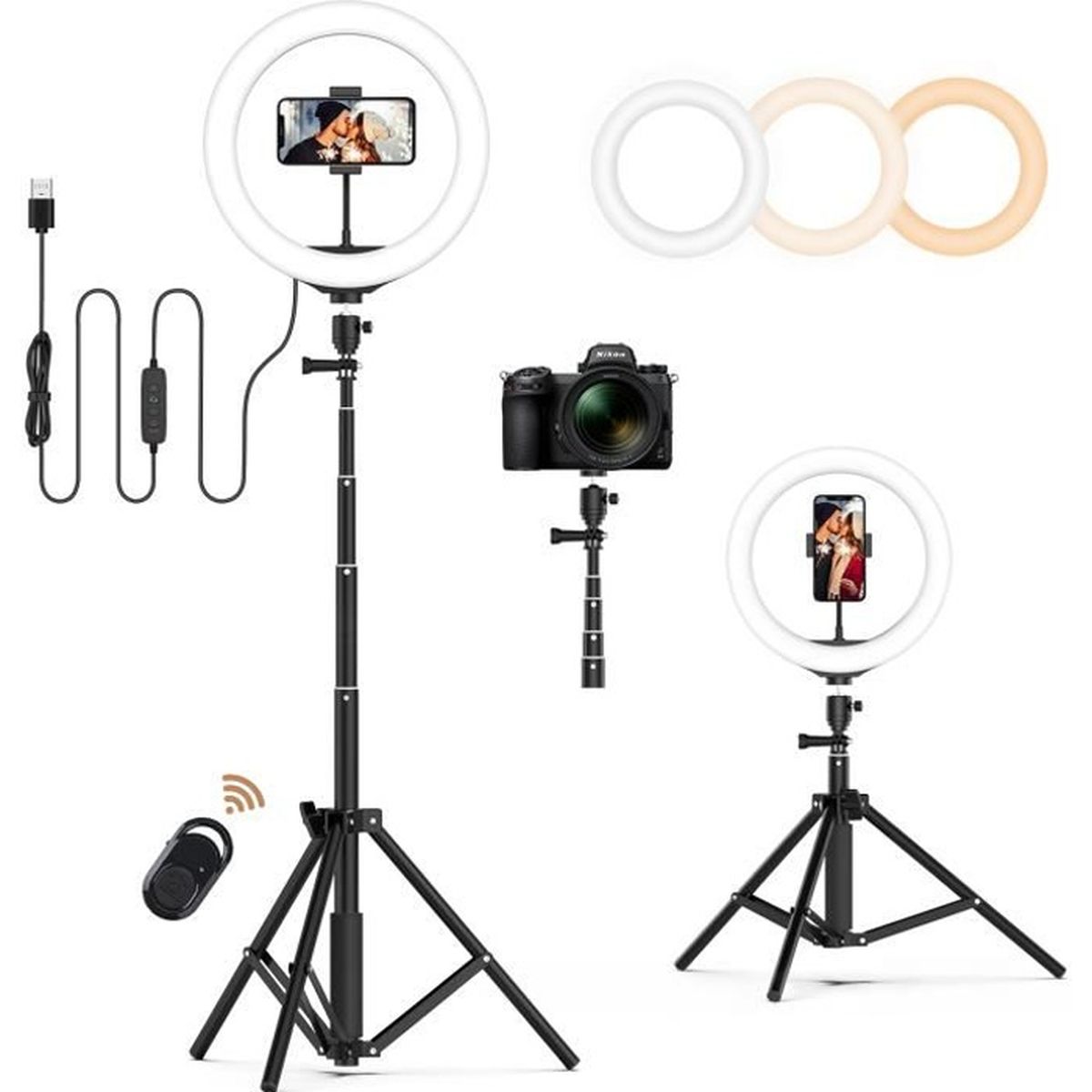 Lampe Pour Faire Des Tik Tok LED Ring Light Trépied 10" JEEMAK Lumière Anneau pour Youtube/TIKTOK en  Direct Selfie Lumiere avec Support et télécommande - Cdiscount Appareil  Photo