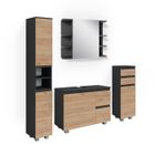 Ensemble de meubles de salle de bain J-Shape, 4 parties, Gris, Chêne, Vicco