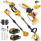 TANBABY Mini Tronconneuse a Batterie 6” Elagueuse sur Perche Telescopique Electrique sans Fil Coupe Branche avec Tête Réglable 2 Batteries
