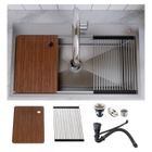 MEJE 80 x 46 cm Évier de cuisine ferme en acier inoxydable avec planche à découper, grille et passoire -Gris