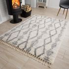 TAPISO Tapis Salon Poils Longs VERSAY Crème Gris Berbère Polypropylène Intérieur 140x200 cm