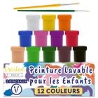 Peinture Enfant Lavable Creative Deco | 12x20ml | Couleurs Basiques Vibrantes | Non-Toxique