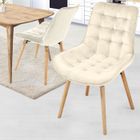 Chaise de Salle à Manger en Velours - Lot de 2 - Style Rétro - Crème - MIADOMODO