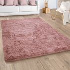 Paco Home Tapis De Salon Poil Long Shaggy Fausse Fourrure Pelucheux Uni Pelucheux Rose Marron 200x290 cm