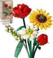 Construction Bouquet de Fleurs 568 Pièces, Soleil Fleurs artificielles, pour la Maison ou Cadeau Noël/Saint Valentin