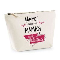 Trousse Merci Maman géniale | Idée Cadeau Anniversaire Noël Fête des Mères pochette maquillage toilette