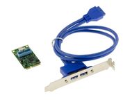Carte Mini PCI EXPRESS MiniPCIE 2 PORTS USB 3.0 (USB3 SUPERSPEED 5Gbps) avec Chipset Via - Avec Equerre vers 2x USB A