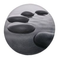 Tapis de Bain Pierres Noires Rond 80 cm, de Haute qualité, très Doux, sèche Rapidement, Lavable, antidérapant