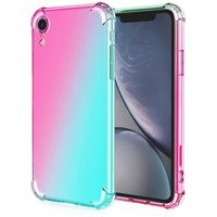 Coque Rose-Bleu Pour iPhone XR Etui de Protection Amortissant et Anti Choc en Silicone Hybride