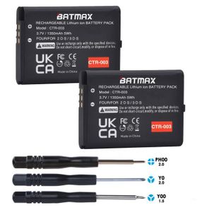 BATTERIE DE CONSOLE Batmax 2pcs 1350mAh CTR 003 batterie pour Nintendo
