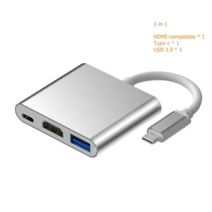 ADAPTATEUR AUDIO-VIDÉO  argent - adaptateur Hub USB type-c vers HDMI 4K, V