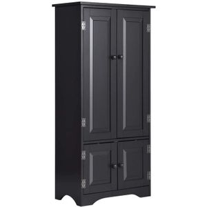 ARMOIRE DE CHAMBRE Armoire Vintage GIANTEX avec 4 Portes et 2 Étagères Réglables - Noir