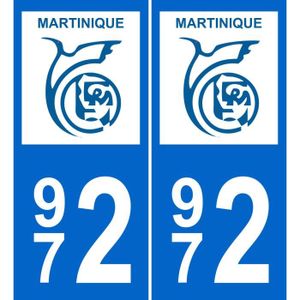 2 Stickers autocollant plaque immatriculation Tourisme 978 Saint Martin