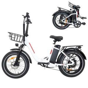 VÉLO ASSISTANCE ÉLEC Vélo électrique pliable -BAOLUJIE DZ2030 - Moteur 500W - Batterie 48V 16AH - Shimano 7 vitesses - Portée maximale 90KM - Blanc