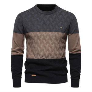 PULL Pull Homme,Tricolore Pull Homme Hiver Chaud Col Arrondi,Casual Pulls Homme en Coton en Maille à Manches Longues-Gris Noir Kaki