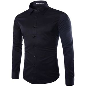 CHEMISE - CHEMISETTE Chemise Homme Slim Fit Manche Longue Chemises Homme Blanc Noir Bleu Clair Bleu Foncé Gris Rose Vin Rouge Kaki