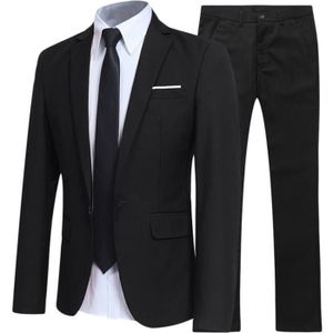 COSTUME - TAILLEUR (Veste+Chemise+Pantalon+Cravate)Costume Homme Marque Luxe Manteau Homme Blazer Hommes de Pour Blouson VêTements Masculin FBC93 Noir