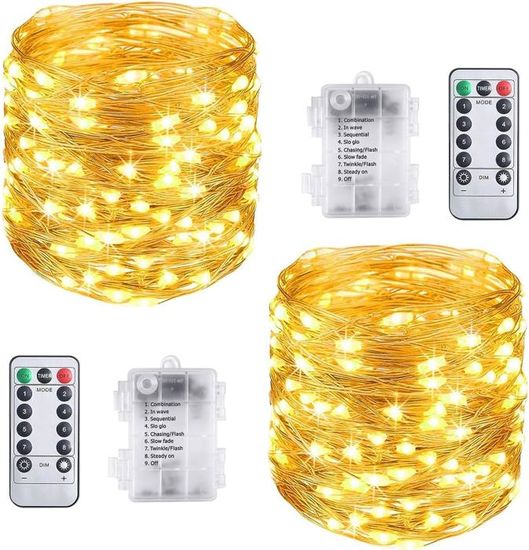 Aufun Guirlande Lumineuse LED De 120 M En Fil De Cuivre Avec 1200 LEDs, 8 Modes, étanche IP44, Avec Prise Et Télécommande Avec Minuteur, Idéale Pour