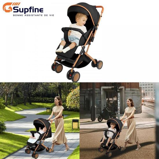 Poussette Canne Légère Et Pliable à Une Main - Pour Bébé 0-3 Ans (15 Kg) - Auvent Avec Moustiquaire - Roues Antidérapantes - Kaki - 7