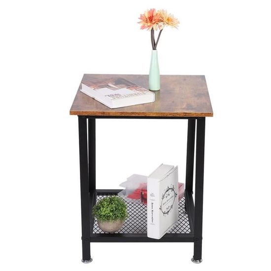 Table De Chevet / Table D'Appoint Moderne – Noire – Avec Étagère De Rangement – Bois – Neuve