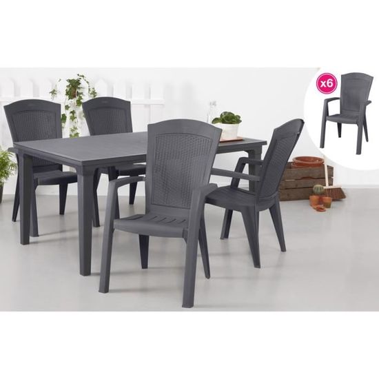 Salon De Jardin Allibert Graphite 6 Fauteuils Graphite Achat