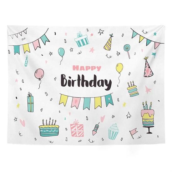 Bannière Joyeux Anniversaire Bleu Or 110x185cm - Toile Fond Décoration Fête Avec Corde, Poster Réutilisable