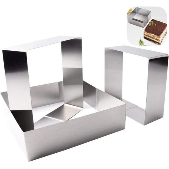 Lot De 3 Moules à Gâteau Carrés Antiadhésifs – Tailles 24, 26 Et 28 Cm, Fond Amovible, Lavables Au Lave-vaisselle