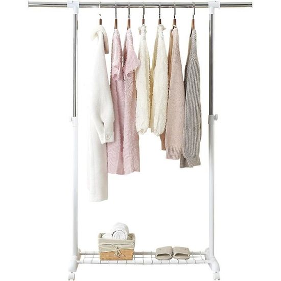 Rail De Penderie Télescopique 40-212 Cm - Tringle De Placard Réglable En Acier, Blanc