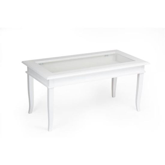 Table basse Classico - Mobili Fiver - Blanc - Mélaminé/Verre - Made in Italy