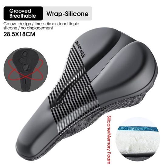 Housse De Selle Vélo Confort Gel Via Velo - Assise Universelle Homme/Femme - Noir