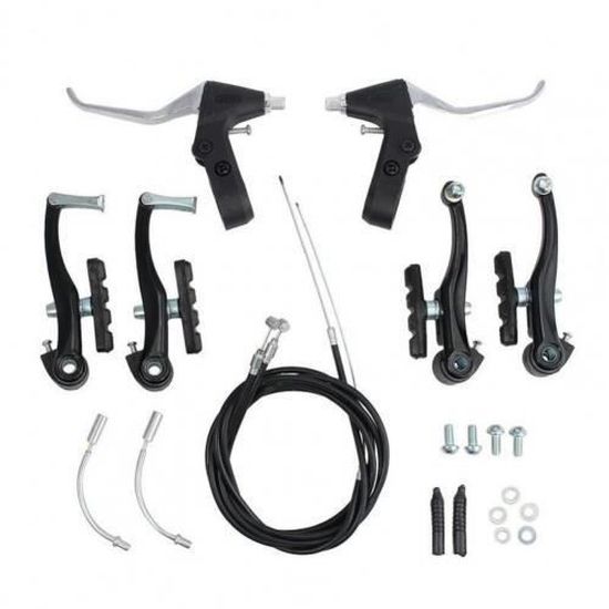 Swpeet Ensemble Complet De 16 Freins De Vélo - Câbles, Leviers, Freins V Et Guidons En Alliage D'Aluminium Noir