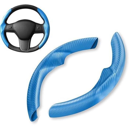 Volant Personnalisé Tesla Model3 - Fibre De Carbone + Cuir - Surpiqure Rouge - SANS RENVOI