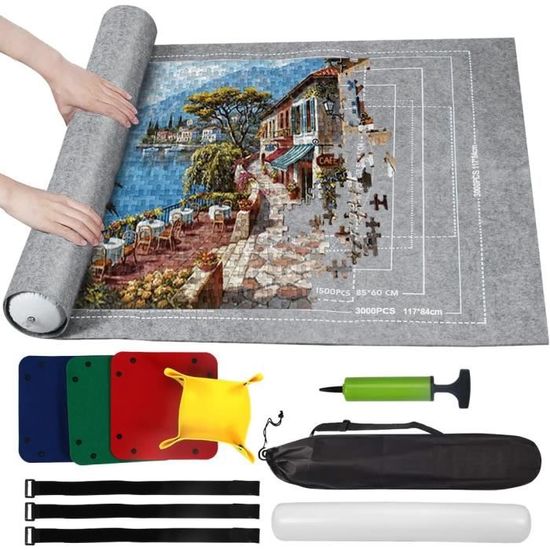Tapis De Puzzle à Rouler Jusqu'à 1500 Pièces - Ensemble Complet Avec Sac, Sangles Et Plateaux - 116 X 66 Cm