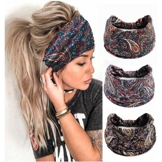 4 Paquets De Bandeaux Larges lastiques Bandanas De Tte Pour Femmes