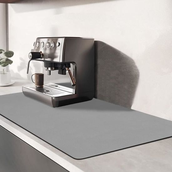 Tapis Silicone Antidérapant Machine à Café - Lot De 2 - 48x30 Cm - Résiste à 230°C - Noir/gris
