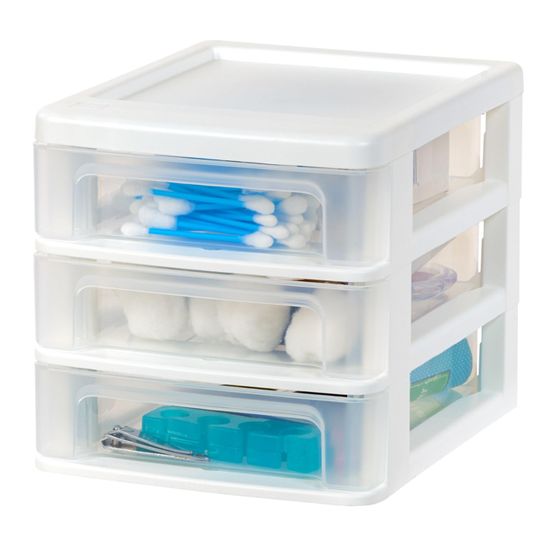 Tour De Rangement 3 Tiroirs Sur Roulettes - Meuble Plastique Bleu Organisateur Pour Maison/Bureau - Fabriqué En UE