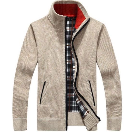 Homme Cardigan Veste En Maille Ouvrez-Front Zippé Gilet Automne Hiver Avec Poche Gilet Veste En Maille Pour Homme Avec Col Droit 0