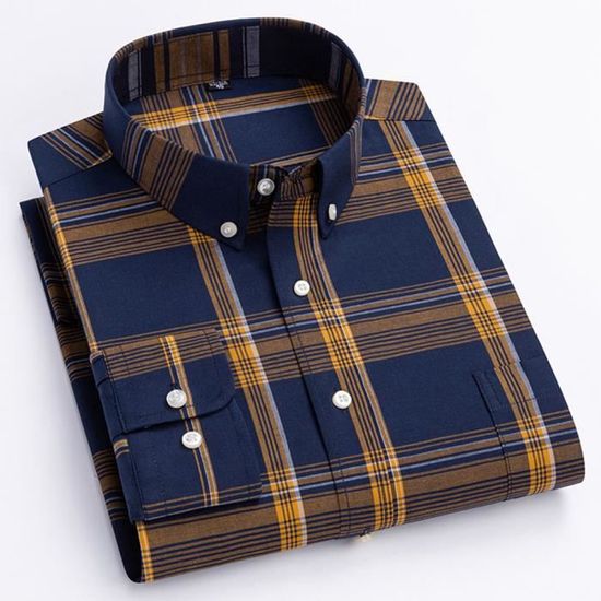 Chemise Homme à Carreaux Manches Longues - Coupe Oversize Décontractée, Tissu Respirant