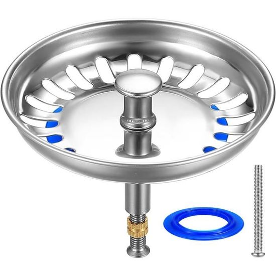 Bouchon De Lavabo/baignoire Universel En Acier Inoxydable - Avec Filtre Anti-cheveux, Pour Trous 27-50 Mm