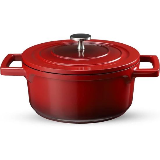 Kamberg - Faitout 40 Cm - Fonte D'Aluminium - Revêtement Type Pierre - Couvercle En Verre - Tous Feux Dont Induction - Maison